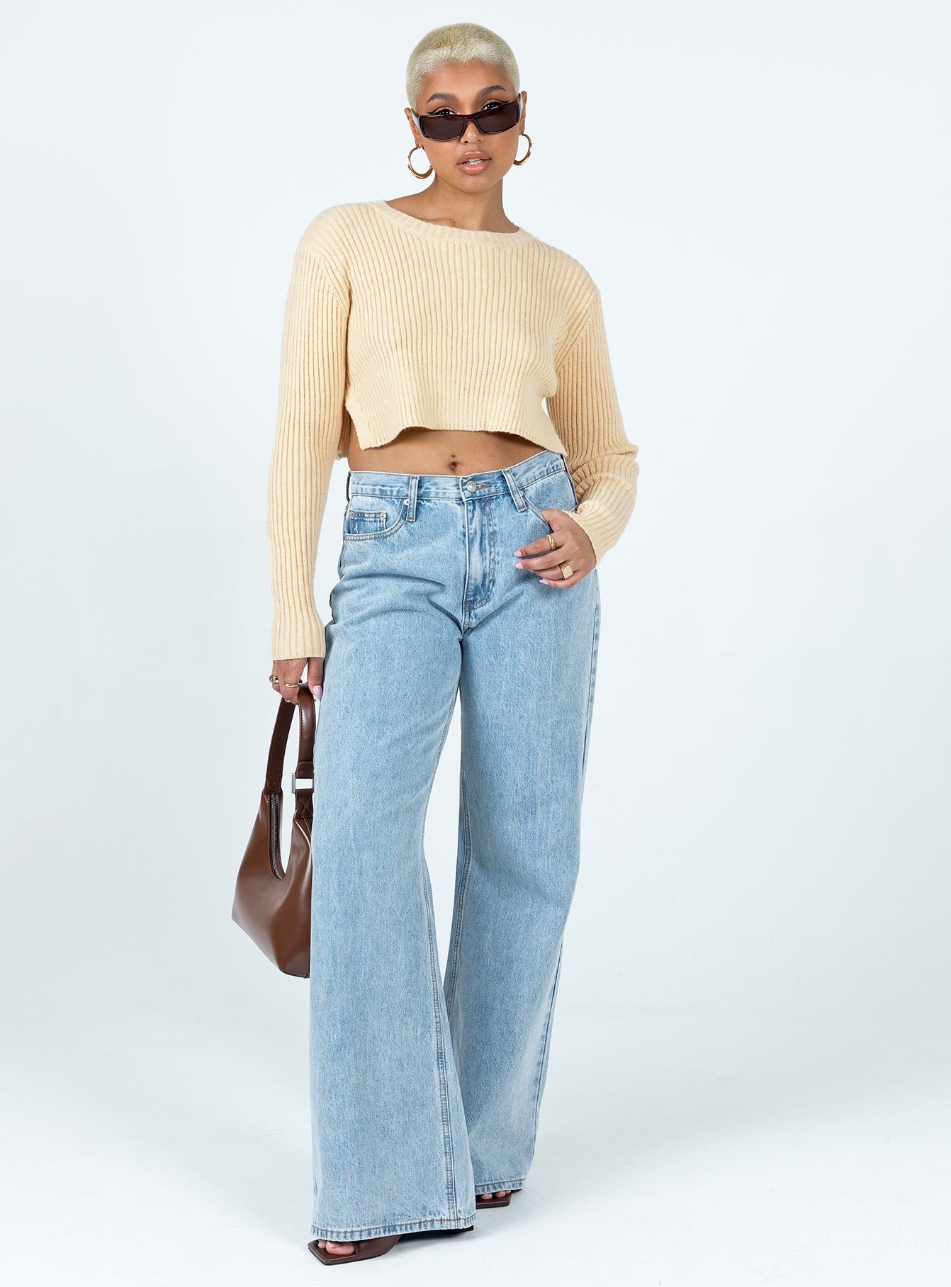 Cooley Sweater Cream Princess Polly  Cropped 