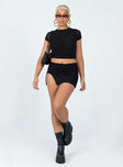 Crop top Slim fitting  Princess Polly Exclusive 95% polyester 5% elastane  Mesh material  Rounded neckline  Sheer cap sleeves 