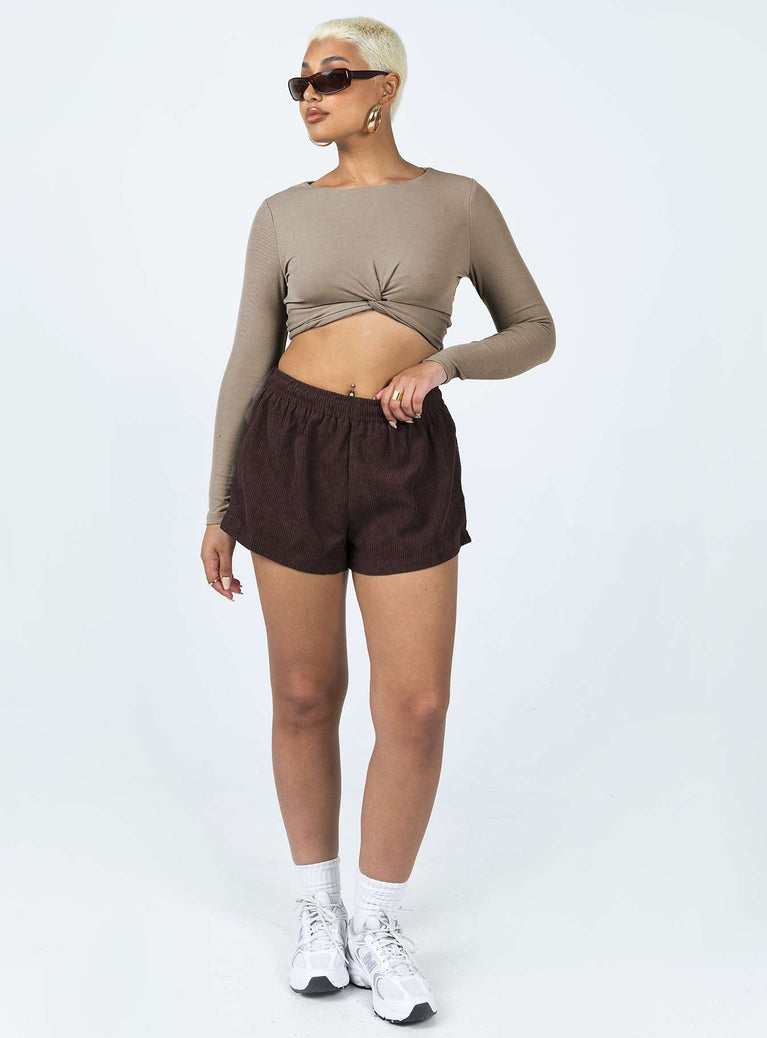 Shorts Corduroy material Elasticated waistband with drawstring Twin back pockets Relaxed fit
