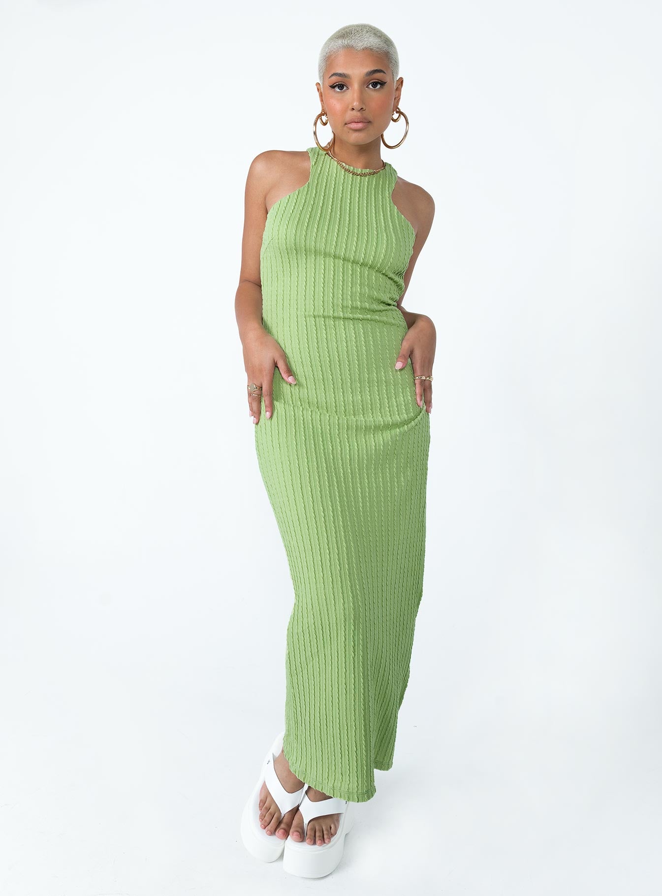 product Princess Polly Asymmetric Neckline  Kamala Maxi Dress Green