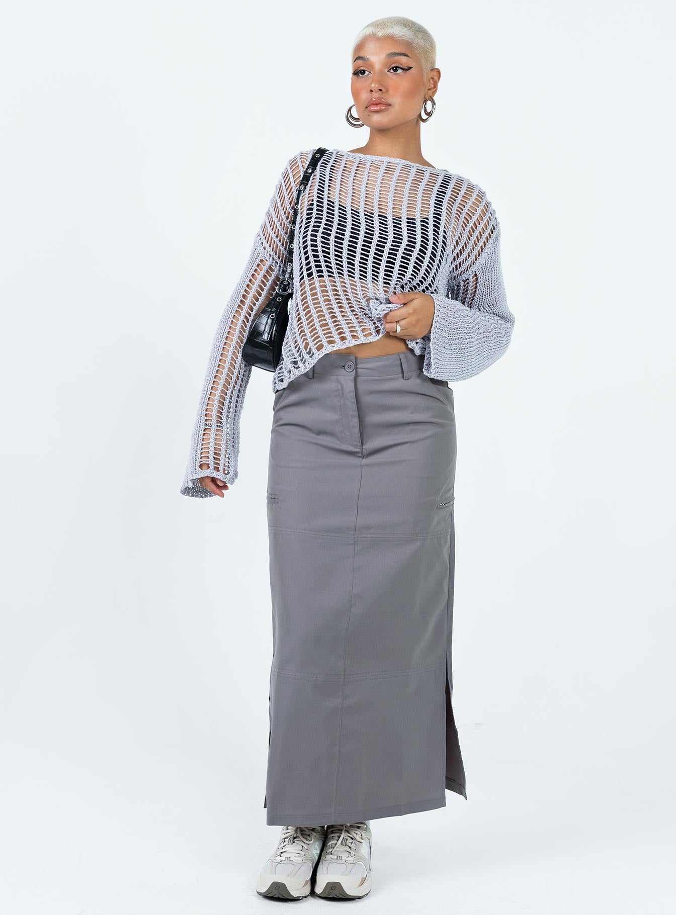 product Elderbery Cargo Maxi Skirt Grey Princess Polly  Maxi 