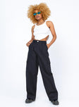 front view of model wearing Princess Polly Leila Pants Black 