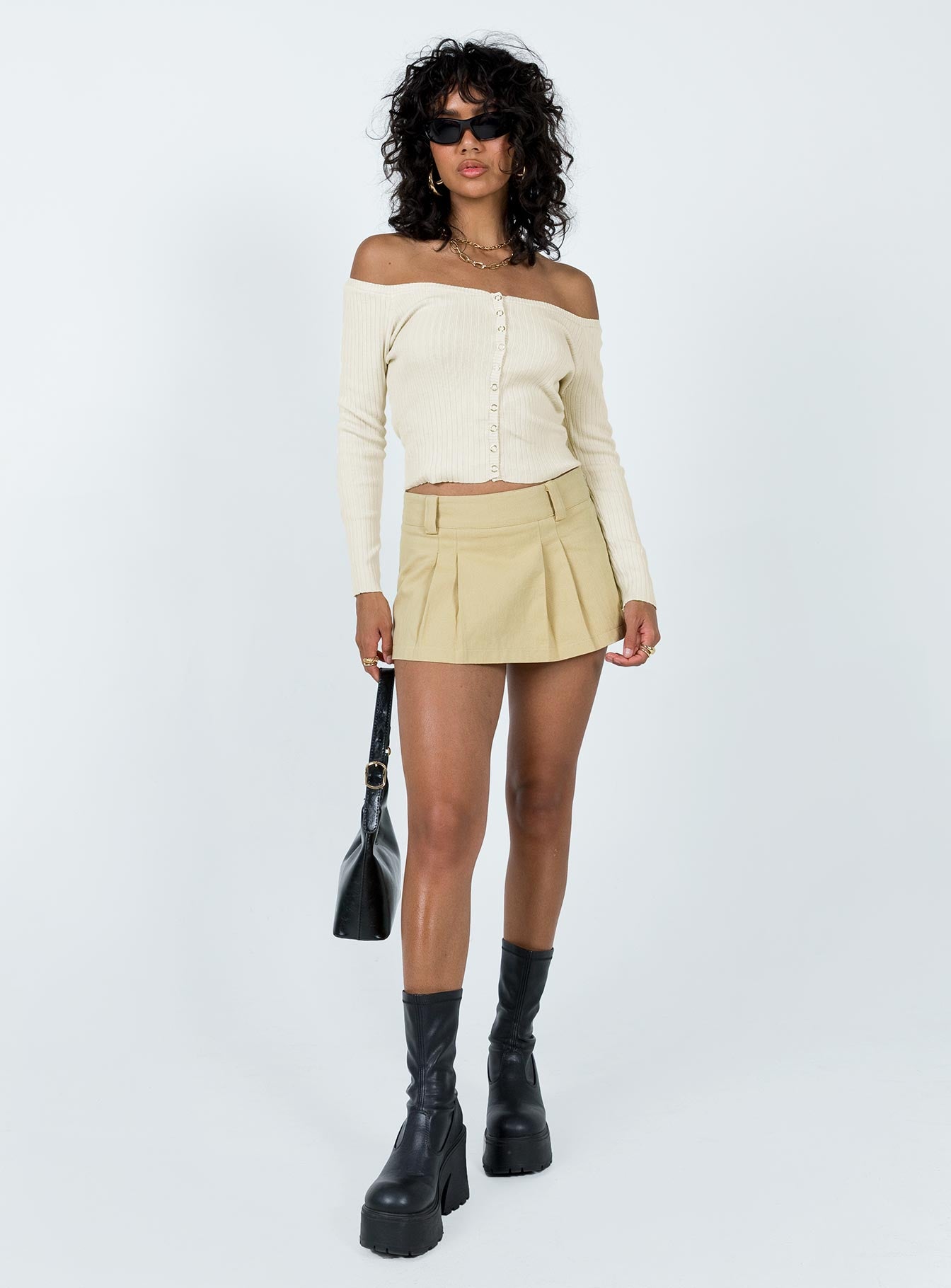 product Princess Polly Full Sleeves Square Neck  Myco Off Shoulder Top Ivory