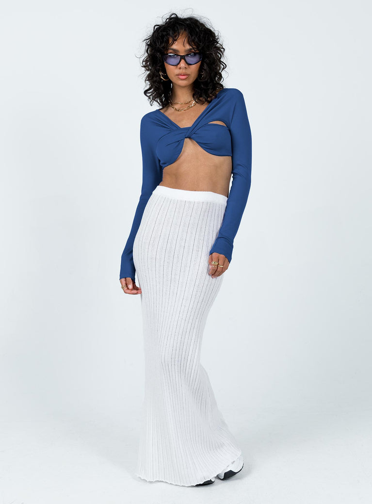 Long sleeve top Ribbed material  Twisted chest  Cut out detail 