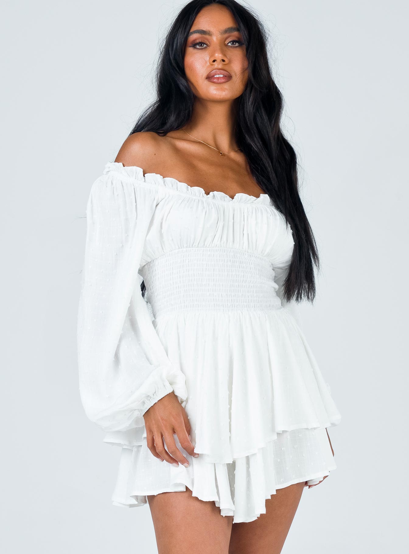 The Love Galore Long Sleeve Romper White