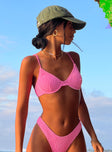  Bikini top Shirred material Balconette style  Wired cups  Adjustable shoulder straps  Clasp fastening Unpadded