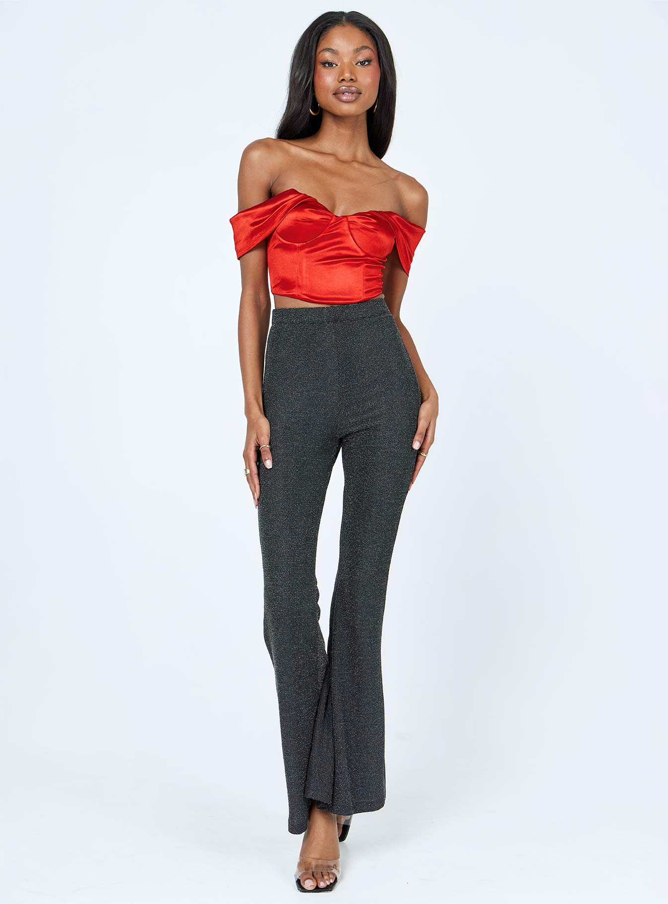 front view of model wearing Princess Polly Aubrey Top Red 