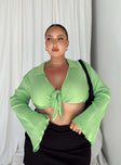 product Princess Polly Full Sleeves Asymmetric Neckline  Venga Long Sleeve Top Green Curve