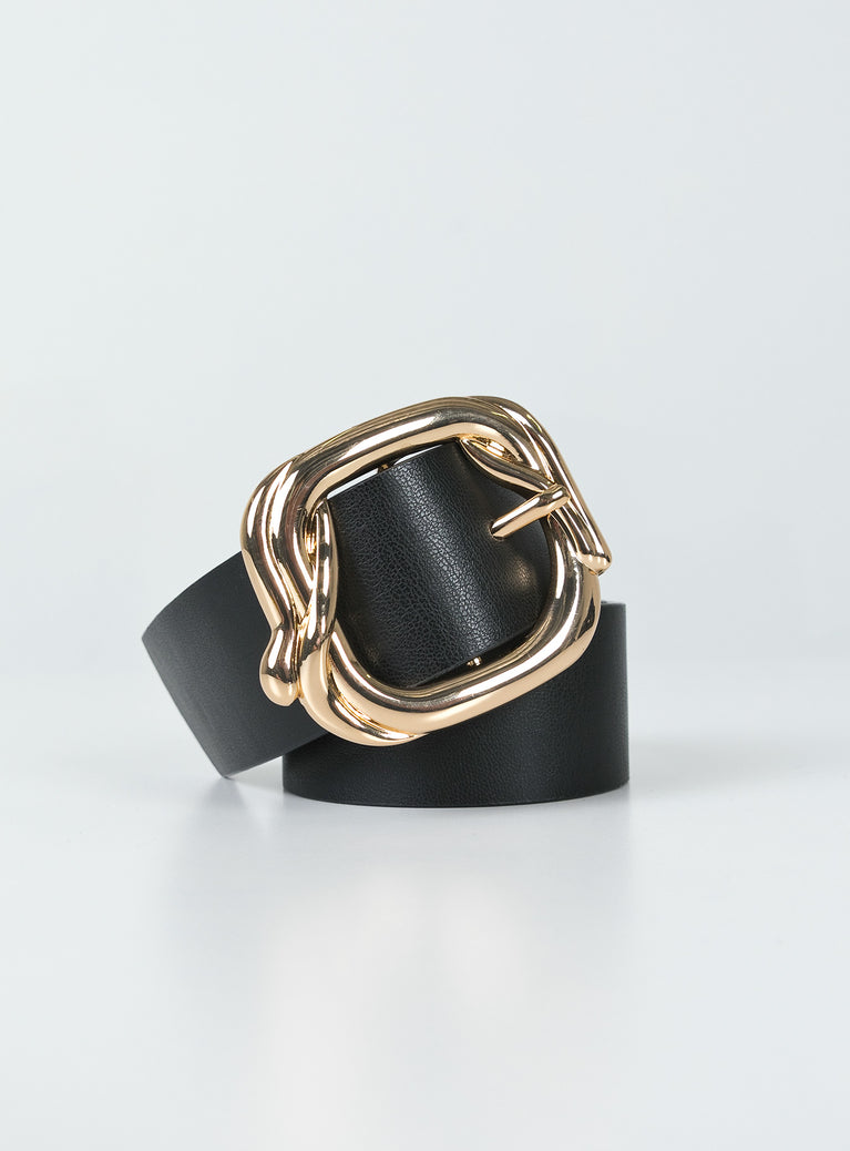 Belt Faux leather material Gold-toned buckle
