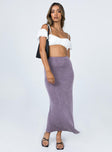   front view of model wearing Princess Polly Harriette Maxi Skirt Purple 