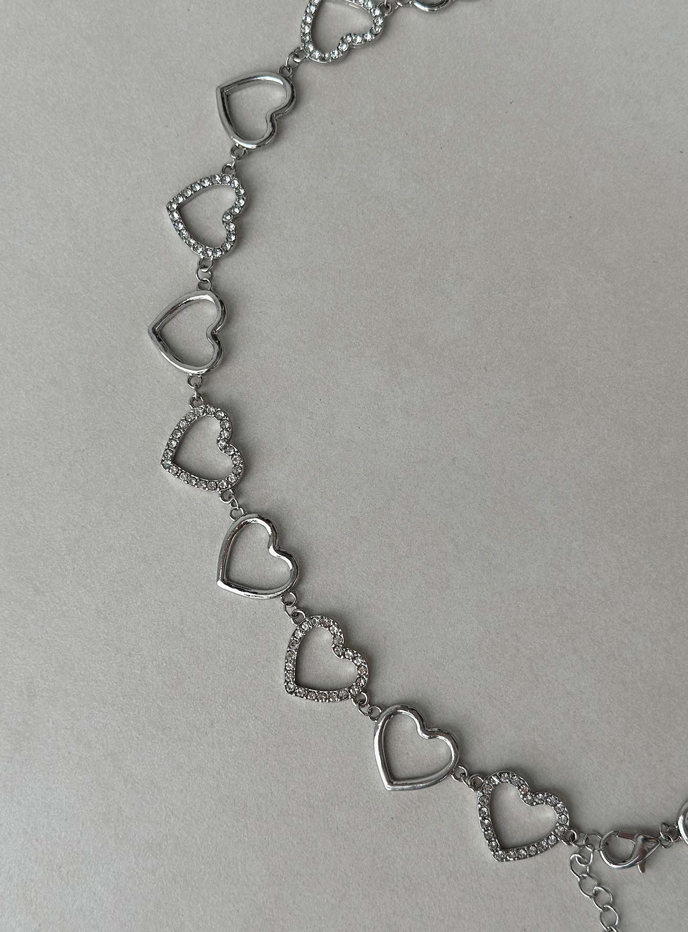 Chain belt Heart design Silver-toned Diamante detail Lobster clasp fastening 