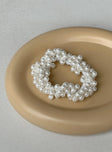 Hair tie Pearl beads  Elasticated band 
