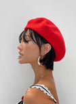 Red beret Soft knit material  Elasticated headband 