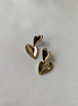 Earrings Gold-toned Stud fastening Heart drop don charm