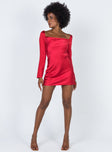 side view of model wearing Princess Polly Star Power Mini Dress Red 