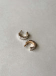 Earrings Gold-toned Hoop design Stud fastening  Diamante detail