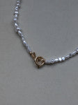 Necklace Faux pearl beads  Gold-toned T-bar 