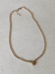 Necklace Heart pendant Gold-toned chain Lobster clasp fastening