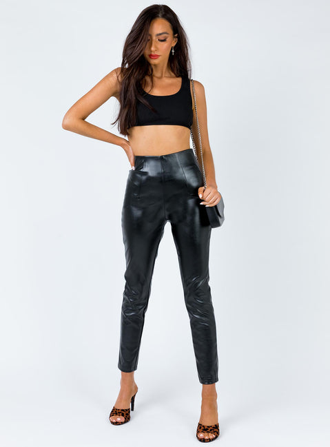 front view of model wearing Princess Polly Lyra Pants Black 