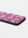 iPhone case Plaid & floral pattern Plastic edges  Easy clip on design 