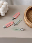 Hair clip set Set of four clips Transparent design  Crinkle free