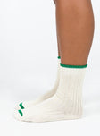 White socks Ribbed design Good stretch 