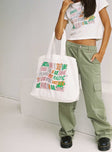 Tote bag 100% organic cotton Canvas material  Graphic print  Twin handles  Single internal pocket  Flat base 