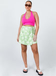   front view of model wearing Princess Polly Kiki Mini Skirt Green 