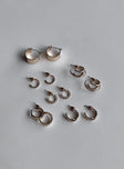 Earring pack Pack of six styles All hoop design Stud fastening Gold-toned Each style differs