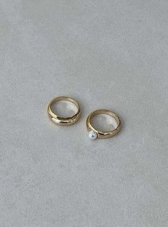 Ring pack 18K Gold Plated Pack of two Pearl detail Lightweight