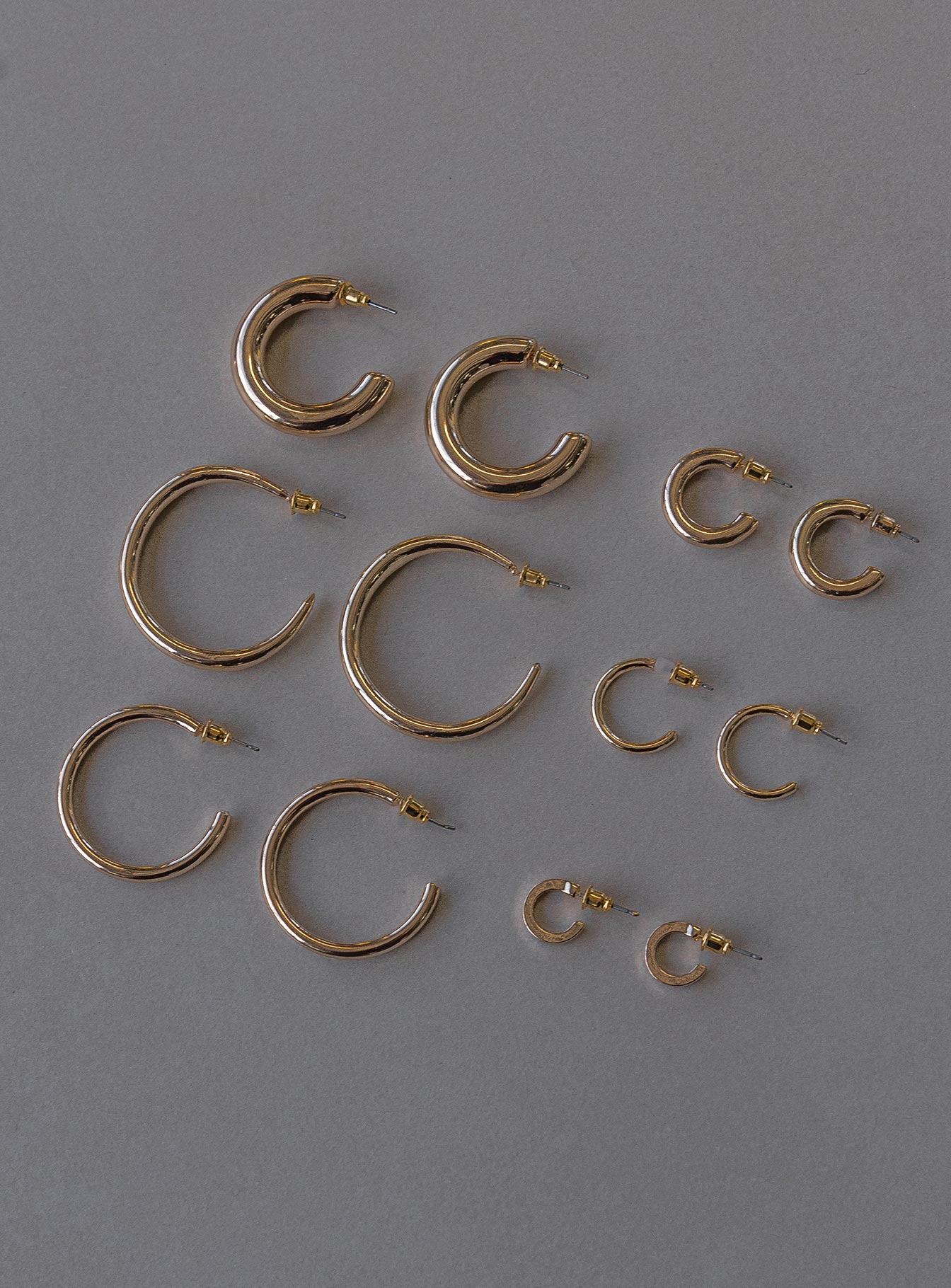 Earring pack 100% recycled zinc Pack of six  Stud fastening  Hoop style 