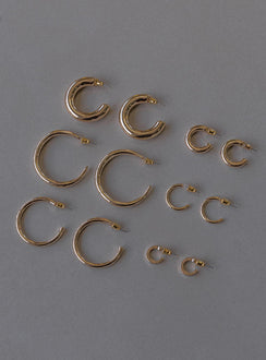 Earring pack 100% recycled zinc Pack of six  Stud fastening  Hoop style 