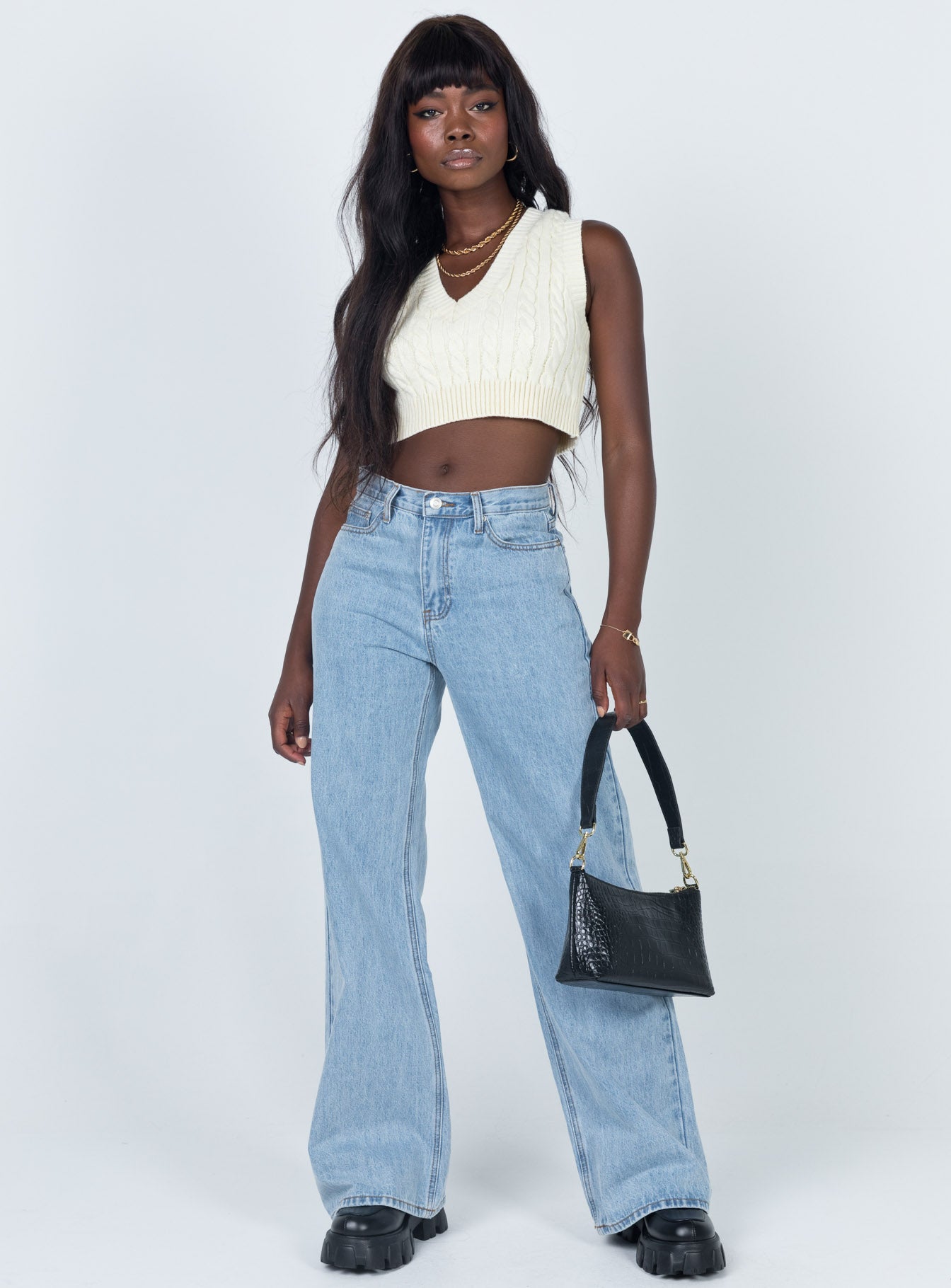 Sydney Cropped Sweater Vest Cream | Princess Polly