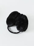 Ear muffs  100% polyester Faux leather material  Oversized earpieces  Wired headpiece 