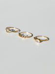 Ring pack Princess Polly Exclusive 80% Brass 20% Zircon Pack of three Thin bands  Diamante detail 