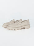 Loafers Faux leather material Platform base Treaded sole Silver-toned snaffle detail Rounded toe
