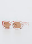 Sunglasses Princess Polly Exclusive 80% PC 20% AC UV 400 Transparent frame Pink tinted lenses  Moulded nose bridge 