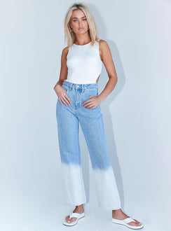 front view of model wearing Princess Polly Jackie Bodysuit White Sleeveless Crew Neck 