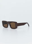 Sunglasses Oversized style Rectangle frame Moulded nose bridge Brown tinted lenses Lightweight
