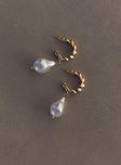 Earrings Stud fastening  Gold-toned  Pearl drop charm 