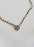 Necklace Silver-toned chain Diamonte detail Heart pendant