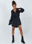 Front view of model wearing  front Princess Polly High Neck  Liberty Mini Dress Black