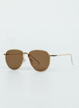 Aviator sunglasses Gold-toned metal frame  Brown tinted lenses  Adjustable silicone nose pads 