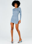 Princess Polly  Montana Mini Dress Dusty Blue