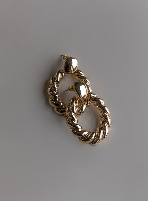 Earrings Gold-toned  Stud fastening  Rope look hoop 