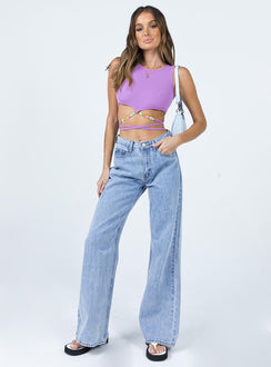 front view of model wearing Princess Polly Almina Beaded Top Purple 