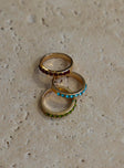 Ring pack Pack of three  Gold-toned  Gemstone detail 