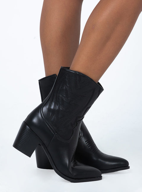 Dominique Cowboy Boots Black