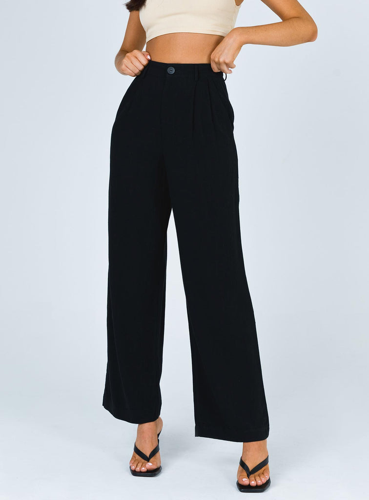 Brenda Linen Blend Pants Black