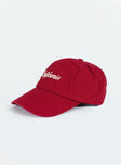 Red dad cap Embroidered graphic Adjustable back
